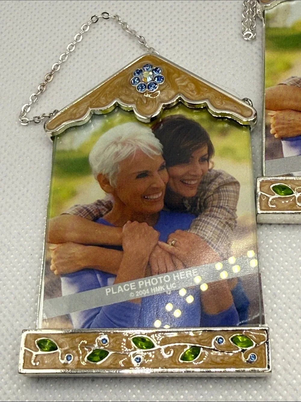 3 Hallmark Hanging Photo picture Frames mini enamel rhinestones bling family VTG